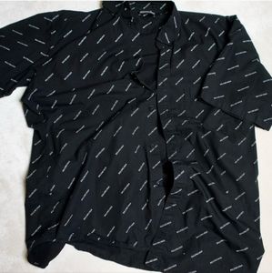Balenciaga Logo Print Button Shirt